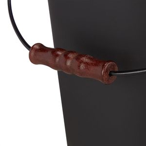 Produktbild für Ascheeimer Relaxdays 10022305, schwarz, mit Holzgriff &amp; Deckel