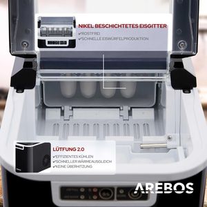 Produktbild für Eiswürfelmaschine Arebos Kunststoff, schwarz