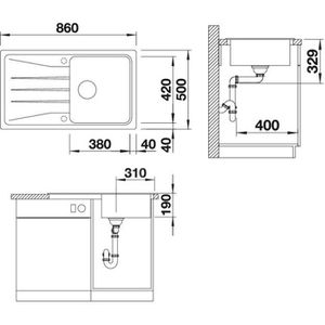 Produktbild für Spülbecken BLANCO SONA 5 S, Einzelbecken, anthrazit