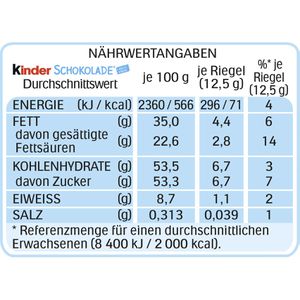 Produktbild für Schokoriegel Kinder Schokolade