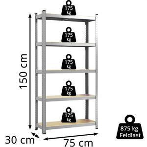 Produktbild für Schwerlastregal Karat Lakota, 5 Holzböden