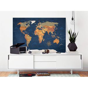Produktbild für Weltkarte Artgeist Ink Oceans, Englisch, mit Holzrahmen