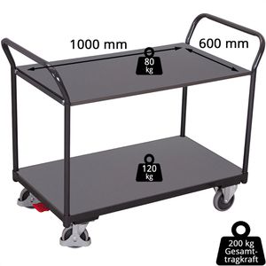 Produktbild für Tischwagen VARIOfit sw-600.502/AG, Metall &amp; Holz