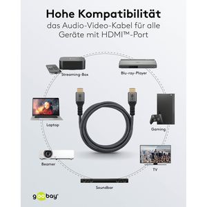 Produktbild für HDMI-Kabel Goobay Plus Soft 80731 HDMI 2.1, vergoldete Stecker