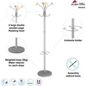 Produktbild für Garderobenständer Alba Viena, PMVIENA, silber