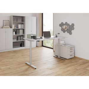 Produktbild für Schreibtisch Hammerbacher XDLR16, lichtgrau / silber