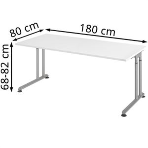 Produktbild für Schreibtisch Hammerbacher Z-Serie, weiß / silber