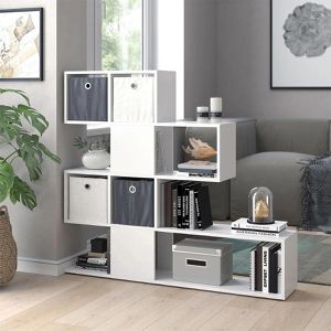 Produktbild für Bücherregal Vicco Hylda, weiß, mit 4 Faltboxen