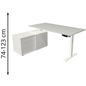 Produktbild für Schreibtisch Kerkmann Move 1, 2160, lichtgrau, mit Sideboard