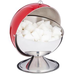 Produktbild für Zuckerdose Relaxdays 10030868 Zuckerkugel, silber / rot