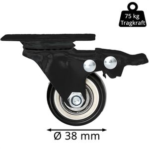 Produktbild für Möbelrolle HMF 6710, mit Anschraubplatte, 4 Stück