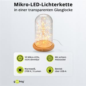 Produktbild für Dekoleuchte Goobay 60340 Glasglocke mit LED-Micro-Lichterkette