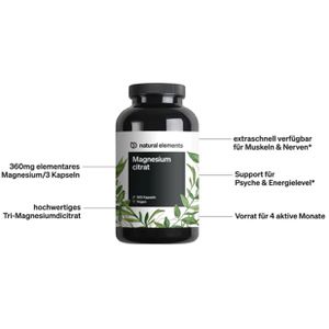 Produktbild für Magnesium natural-elements Citrat, 365 Kapseln