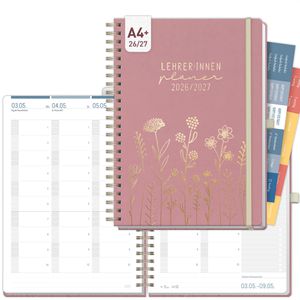Produktbild für Lehrerkalender Häfft Fine Flowers rose, Schuljahr 2026/2027