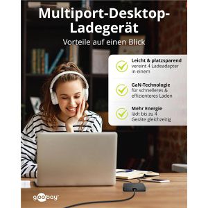 Produktbild für USB-Ladegerät Goobay 65813 GaN Multiport, 65 Watt