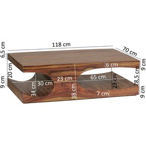 Produktbild für Couchtisch Wohnling Boha, WL1.521, aus Massivholz, sheesham