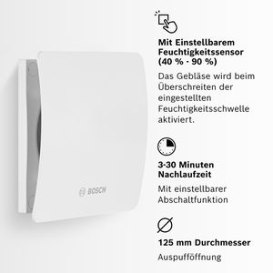 Produktbild für Badlüfter Bosch Fan 1500 DH W 125, Ø 125 mm