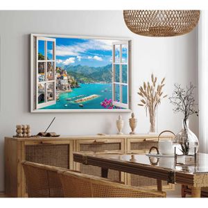 Produktbild für Wandbild Sinus-Art Fensterbild Italien Küstenstadt