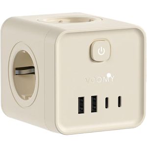 Produktbild für Steckdosenwürfel Voomy Split X7, mit Schalter, beige
