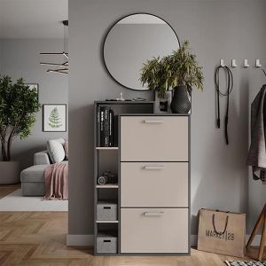 Produktbild für Schuhschrank Vicco Orlando, anthrazit / greige