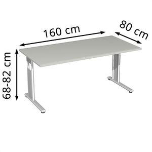 Produktbild für Schreibtisch Geramöbel Flex S-617103-LS, lichtgrau / silber