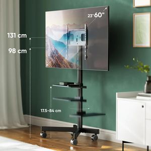 Produktbild für TV-Ständer Onkron TS1137-B, Ablage &amp; Rollen, schwarz, Metall