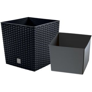 Produktbild für Übertopf Prosperplast Rato Low, anthrazit, 22 x 23 x 22 cm