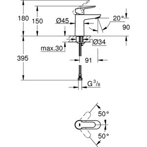 Produktbild für Waschtischarmatur GROHE BauEdge S-Size, 235502432, verchromt