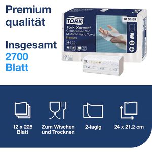 Produktbild für Papierhandtücher Tork Xpress Premium, 100889, H2, 2-lagig