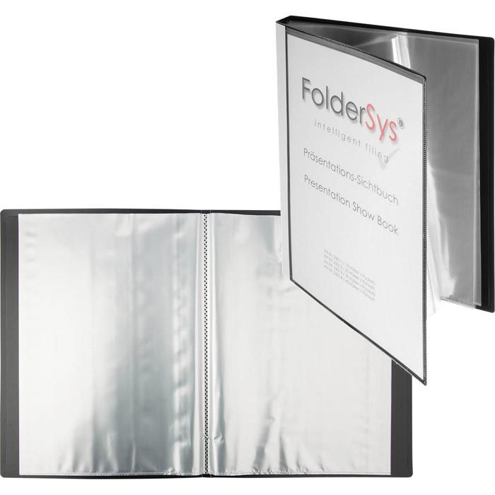 Foldersys Sichtbuch 25833-30 A3 schwarz mit Außentasche 30 Hüllen