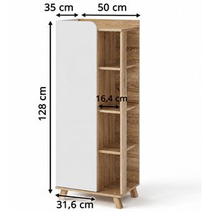 Produktbild für Badschrank Vicco Karen, 4 Füße, weiß / sonoma eiche