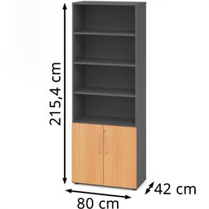 Produktbild für Kombischrank Hammerbacher Serie 9 Advanced, buche / graphit