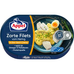 Appel Fischkonserve Zarte Filets vom Hering, in Eier-Senf-Creme, MSC zertifiziert, 200 g