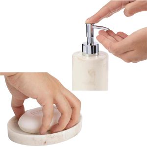Produktbild für Badaccessoires-Set Navaris Marble, 3-teilig