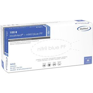 Produktbild für Einmalhandschuhe MaiMed Nitril blue PF, blau, 100 Stück