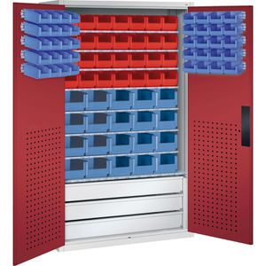 Magazinschrank CP-Möbel Serie 13, grau / rot