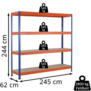 Produktbild für Weitspannregal Schulte 18296-N, 4 Holzböden