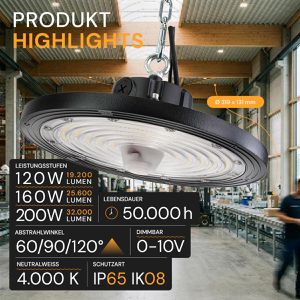 Produktbild für LED-Hallenstrahler Enovalite ELED500161, 200 Watt