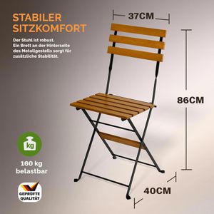 Produktbild für Bistrotisch CASARIA 109710, akazie, wetterfest, eckig,3-teilig