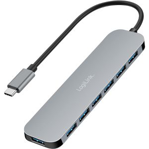 Produktbild für USB-Hub LogiLink 7-Port UA0457, grau, mit Metallgehäuse
