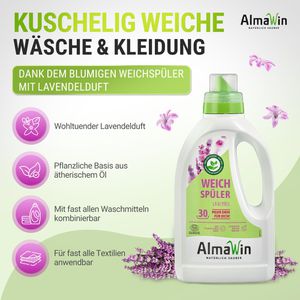 Produktbild für Weichspüler AlmaWin Lavendel, Konzentrat, Bio, vegan