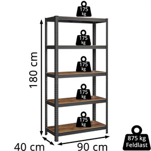 Produktbild für Schwerlastregal Songmics 5 Holzböden