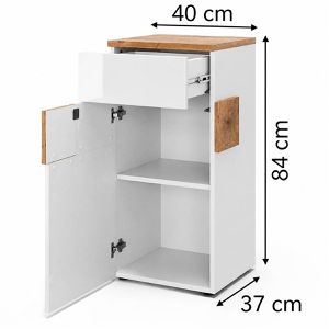 Produktbild für Badschrank Vicco Eden, weiß hochglanz / eiche