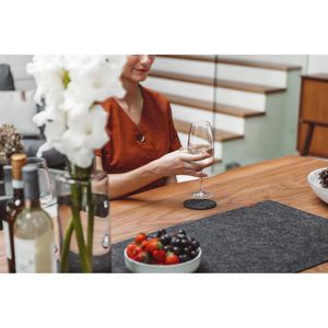 Produktbild für Untersetzer Miqio mit Leder Applikation, rund