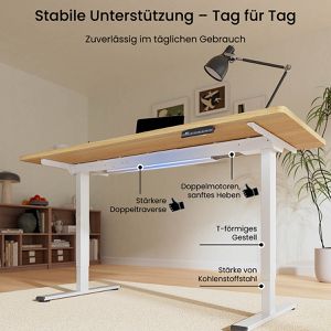 Produktbild für Schreibtisch FlexiSpot E1W Pro, ahorn / weiß