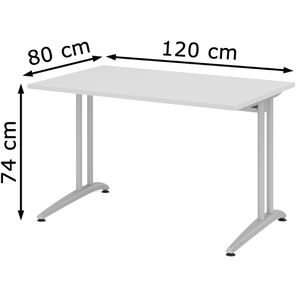Produktbild für Schreibtisch Hammerbacher B-Serie, lichtgrau / silber