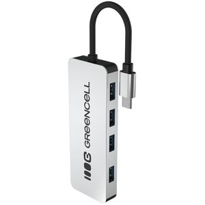 Produktbild für USB-Hub Green-Cell HUB-GC-C4A, grau, mit Metallgehäuse