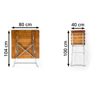 Produktbild für Bistrotisch RUKU1952 TQU80S4NU, wetterfest, eckig, 5-teilig