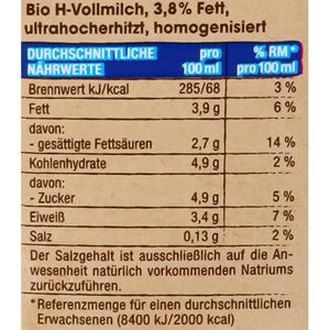 Produktbild für Milch Edeka H-Vollmilch, Fettgehalt 3,8%