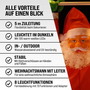Produktbild für Weihnachtsfigur Monzana Weihnachtsmann auf Leiter